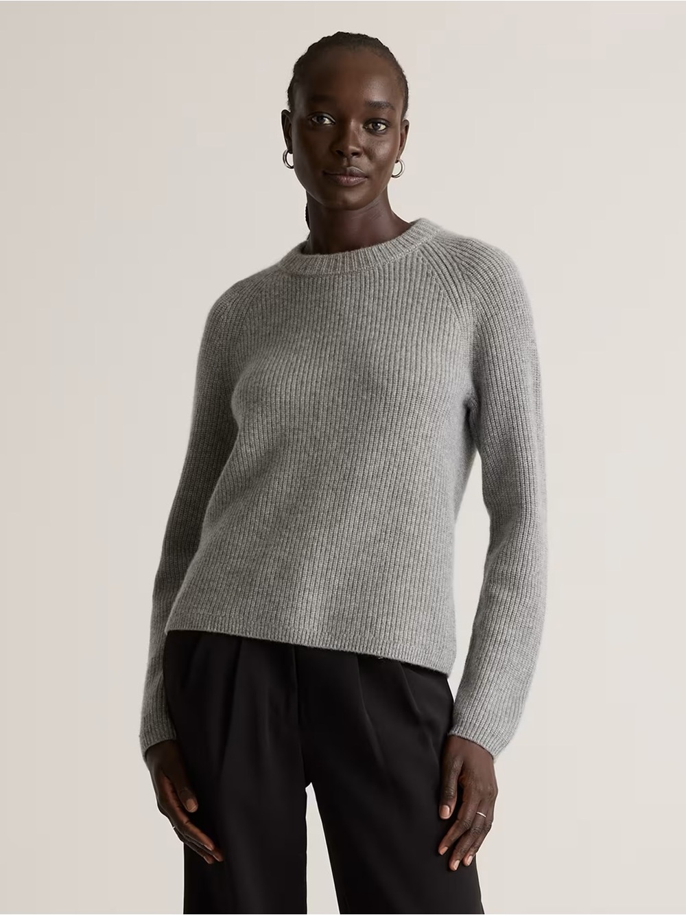 Quince Mongolian Cashmere Fisherman Crewneck Sweater